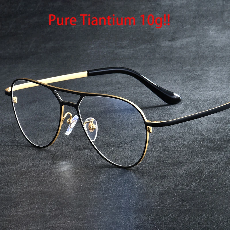 

Vazrobe Titanium Eyeglasses Frame Men Aviation Glasses Spectacles for Man Prescription 151mm Wide Face 10g Ultra-light Vintage