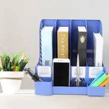 Современный Офисный дисплей Блок держателей для папок стойка 4 Органайзер с отделениями Настольный сортировщик документов синий
