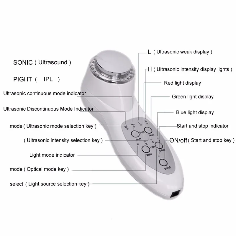 100 V-240 V Портативный ультра sonic 7 светодиодный фотоновые лампы sonic лифтинг лица подтягивание Массажер для ухода за кожей, очищения кожи, удаления морщин с лица, Красота массаж