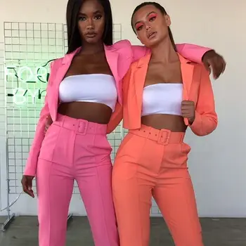 

Women's Promotion Rushed Full Elastic Waist O-neck Free Shipping 2020 Style Autumn Long-sleeved Casual Shorts Two-piece Suit