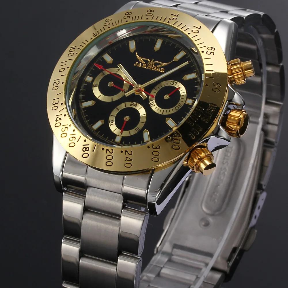 

Men's Automatic Watches Gold Black Watch Relogio Automatic Masculino Day Date Watch Clock