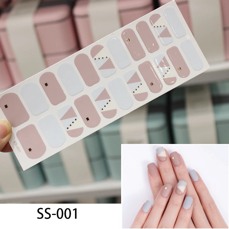 22 Типсы/лист для дизайна ногтей, полное покрытие, самоклеющиеся наклейки, полированная фольга, Переводные советы, обертывания, 3D Водонепроницаемый Маникюр-наклейки для ногтей