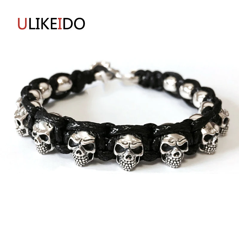 925 Sterling Silver Mens Skull Bracelets Fashion Domineering Classic
