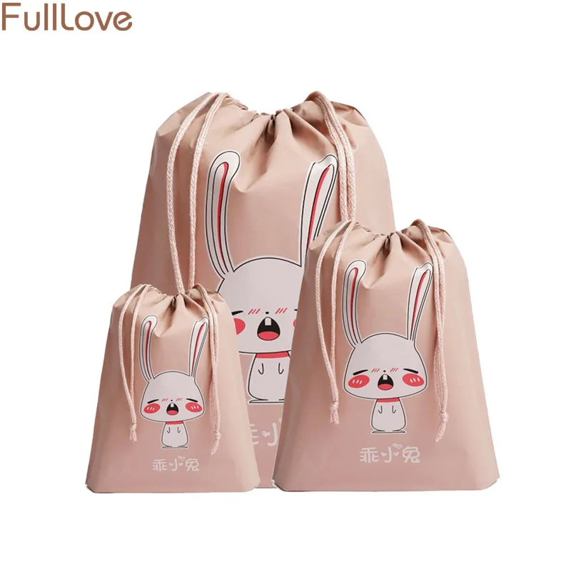 1PC Travel Storage Bag Cartoon Rabbit Printed PEVA Shoe Clothes Luggage Organizer Women Wash Cosmetic | Дом и сад