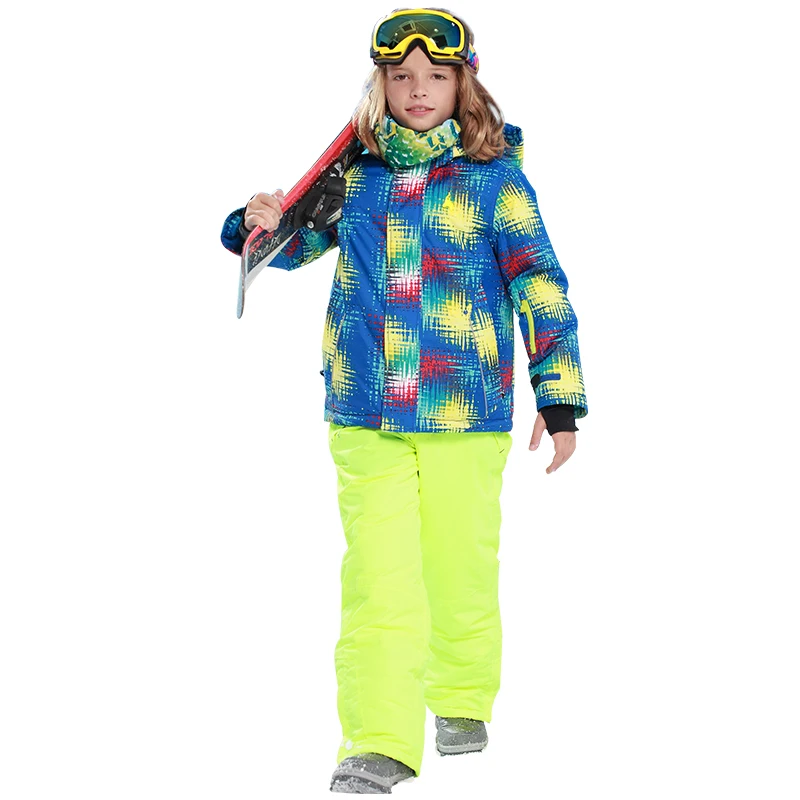 Лыжный костюм Phibee для маленьких мальчиков и девочек, теплая непромокаемая ветрозащитная детская одежда, комплект для сноуборда, зимняя куртка, детская одежда