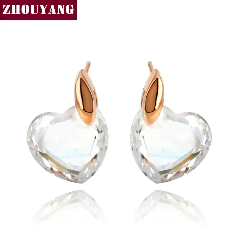 

Top Quality Clear Heart Rose Gold Color Stud Earrings Jewelry Made with Genuine Austrian Crystal Wholesale ZYE182 ZYE345