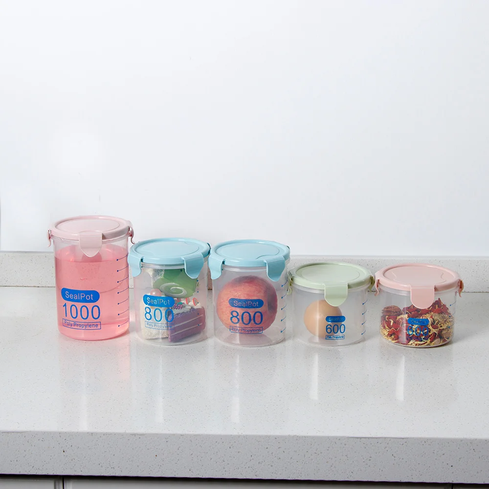 

Kitchen Transparent Sample Bottle Container Plastic Storage Box Food Sealing Fresh Pot Preservation Container Bottle Organizer