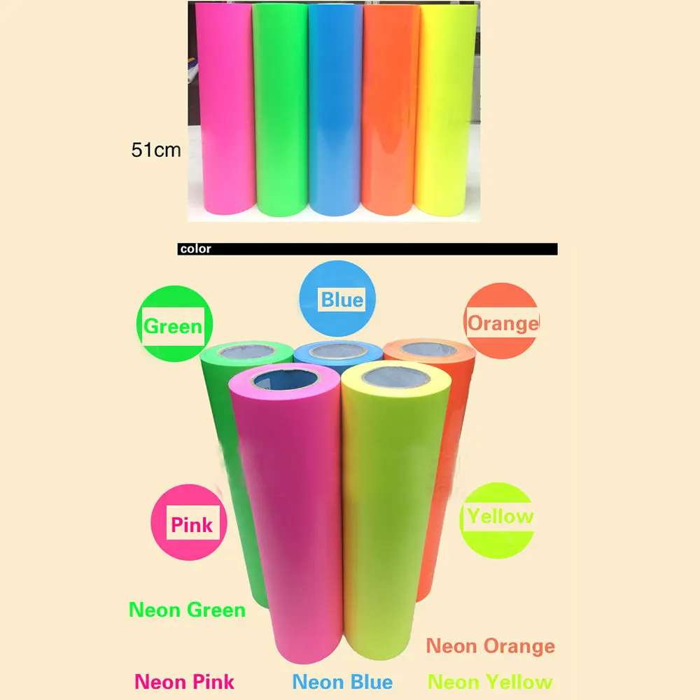 

0.5x1m Fluorescent Neon Flex with T-shirt vinyl Heat Press Vinyl Transfer Paper