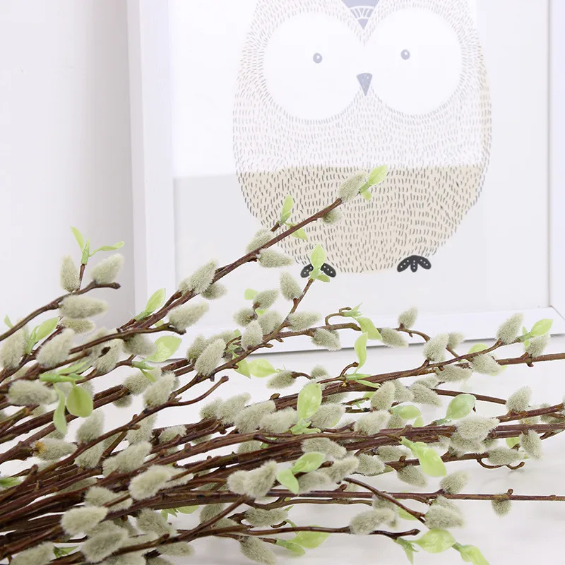 Flone Artificial Silver Willow Fruit Simulation Plant Tree Branch Silver Willow Flower Wedding Home Party Decor Art Arrangement (3)