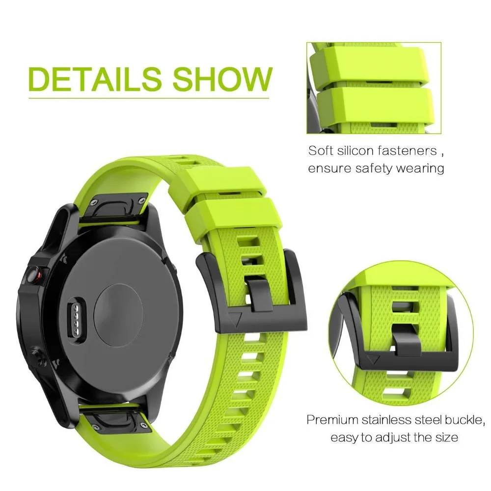 Смарт часы 26 22 20 мм для Garmin Fenix 5 6 5X 6X 6s 3 силиконовые наручные с быстроразъемным
