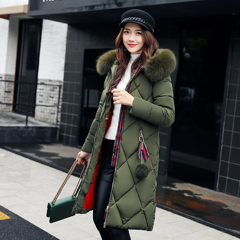 

Parka Women Winter Coats Long Cotton Casual Fur Hooded Jackets Ladies Warm Winter Parkas Female Overcoat Women Coat MF048