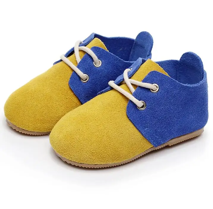 

2019 Hot sale toddler shoes baby shoes hard sole baby girls boys shoes lace up printing cow suede oxford shoes 0-32M