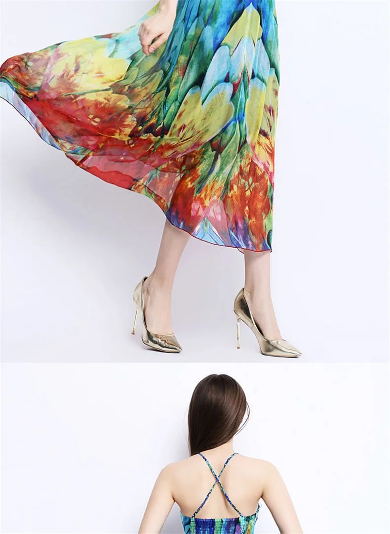 Dress de USD Holiday Pura Mulheres States Sun Vestido Floral Beach Verão Imprimir Long Seda Deniz Flower Estilo Nazan das mulheres Dollar Princess 2017 grátis de Boho Frete Elegante Vestido United 9 Dress de USD Holiday 9