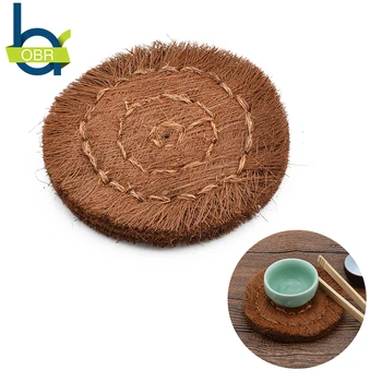 

OBR 1PCS Retro Style Palm Fiber Tea Set Mat Coaster Heat Resistant Cup Pot Holder Pad Tea Coaster Handmade Tool Tea Accessories