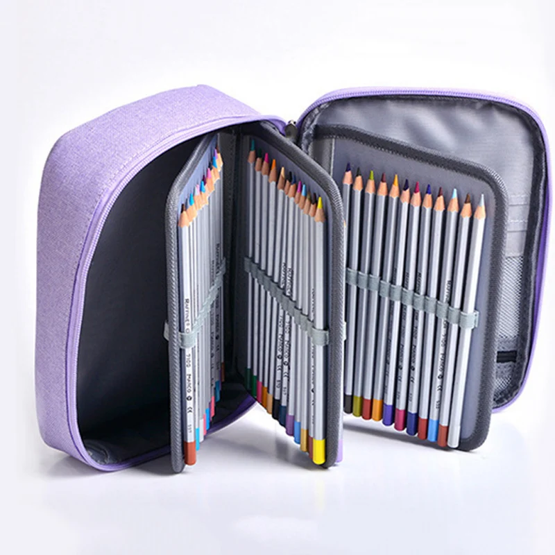 

Canvas 72 Holes Art Marker Pencil Cases Stationery For Girls Boy Big Pencilcase Kid Drawing Pen Box Orangizer Storage Bag Pouch