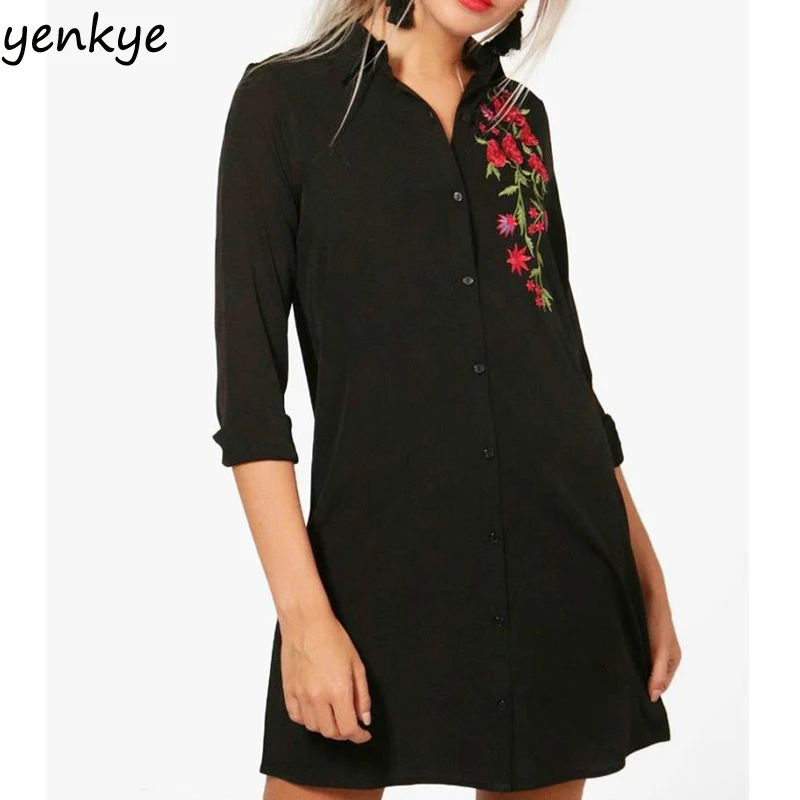 17 Black Shirt Dress Cotton PNG