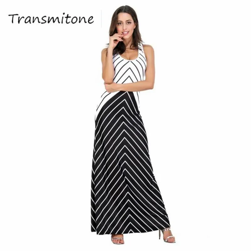 

Sexy Long Party Dress 2019 Summer Tank Dress for women Beach Boho Maxi Dress High Quality Beach Striped Long Dresses Feminine