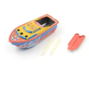 

Candle Boat Tin Toy Classic European Water Wind Up Iron Toys Multi-colored Collectible Creative Gift for Kid