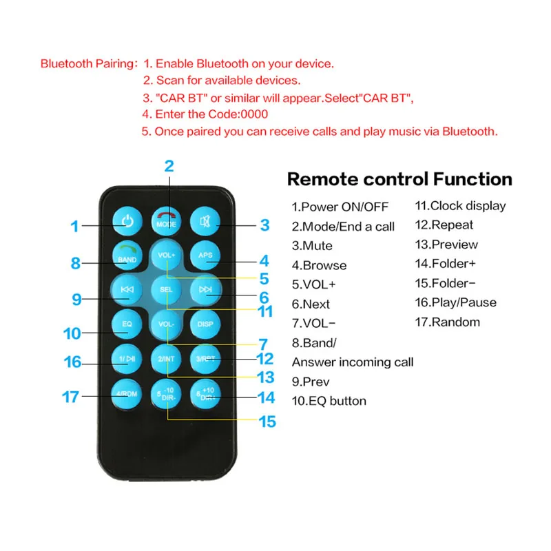 12 В Bluetooth USB/SD/AUX MP3 плеер автомобильный Радио стерео автомобиль Handsfree аудио FM Din