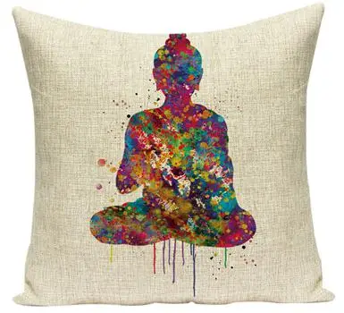 Southeast Asia Buddha Cushion Zen Meditation Buddha Statue Watercolor Musical Instruments Skull Pattern Creative Sofa Pillows - Цвет: 6