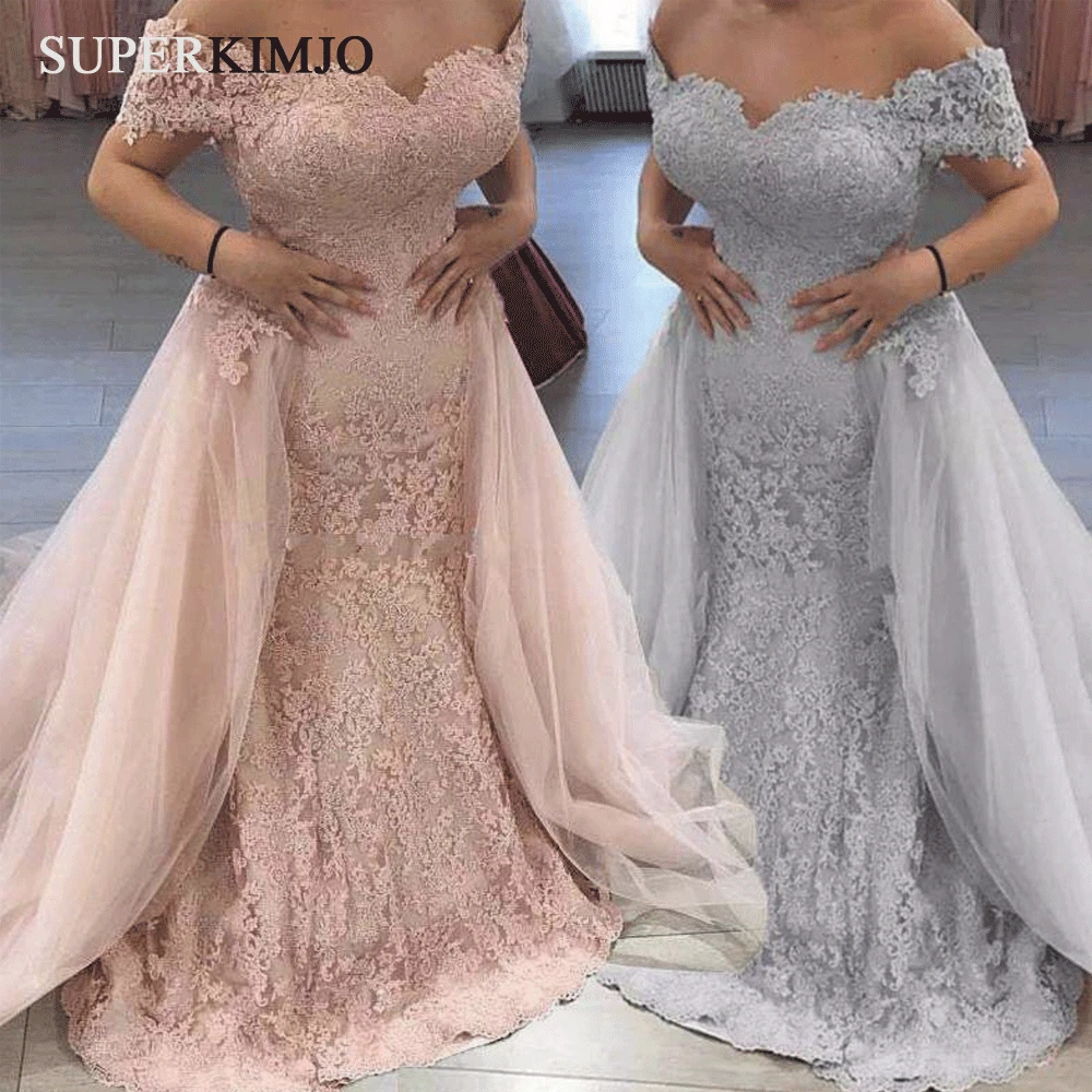 SuperKimJo Off de Schouder Avondjurken Lange Afneembare Rok Lace Applique Roze Avondjurk Vestido Longo Abendkleider SuperKimJo Off de Schouder Avondjurken Lange Afneembare Rok Lace Applique Roze Avondjurk Vestido Longo Abendkleider