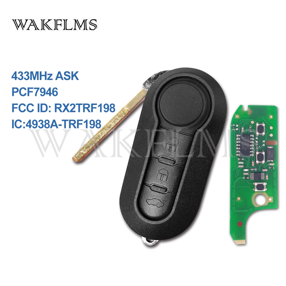 

3 Buttons Remote Car Key Replacement For Fiat 500L MPV Ducato For IVECO Daily 433MHz ID46 FCC ID RX2TRF198 No Badge Version