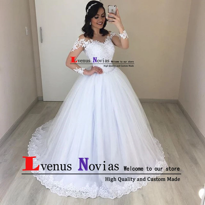 Robe Mariage дешевое свадебное платье с длинным рукавом Белое Кружевное Свадебное Платье Прозрачная спина Бохо свадебное платье Vestido de Noiva