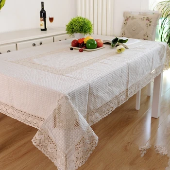 

christmas table clothes Kingart Hand White Cotton Hand Crochet Tablecloth Rectangle Embroidery tablecloth Set Cover For Wedding