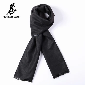 

Pioneer camp new style warm scarf for men with gift box famous brand soft solid scarves male black autumn winter AWJ701391A