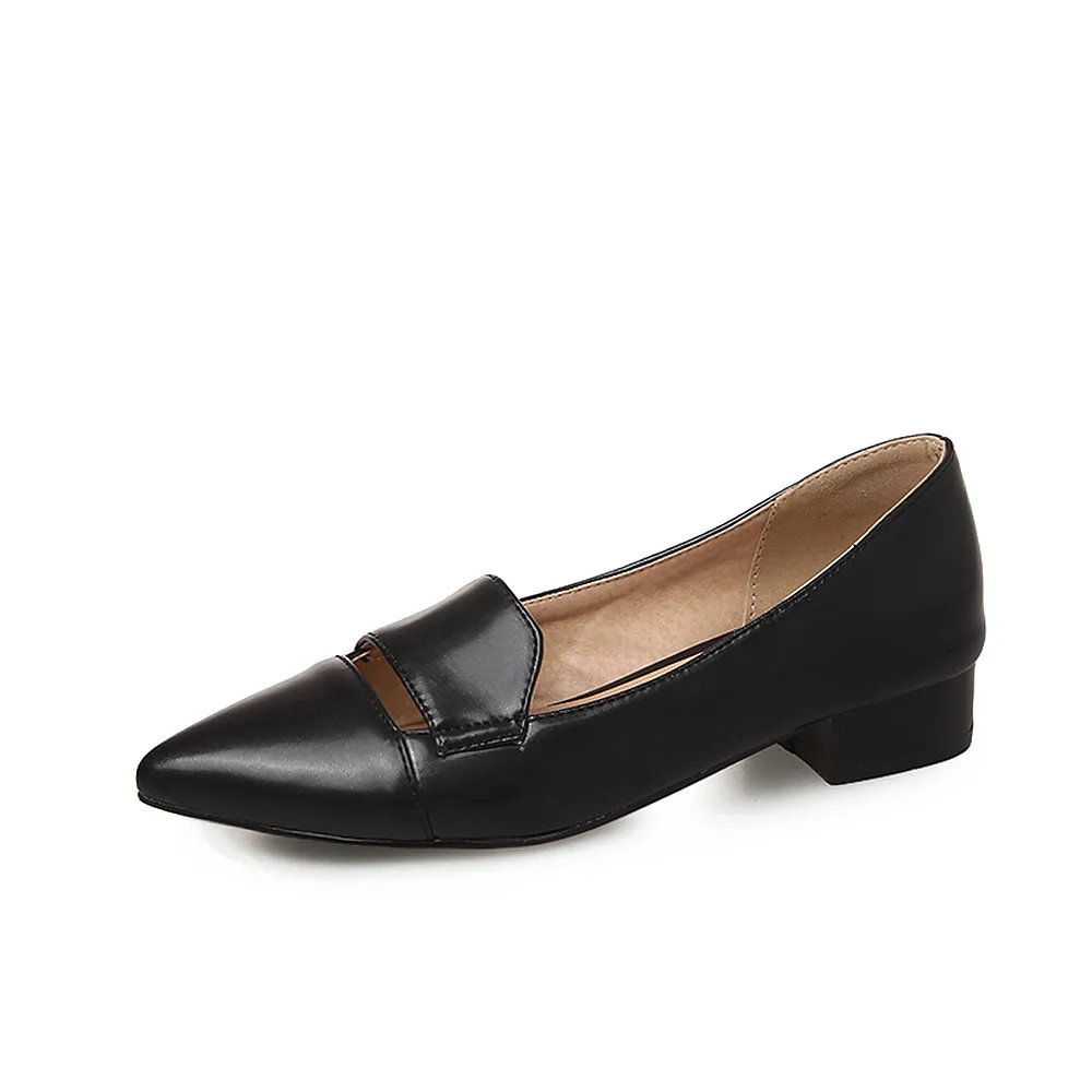 ASUMER/Повседневные тонкие туфли с острым носком; цвет черный, красный, желтый; женские модные туфли на низком квадратном каблуке; большие размеры 33-43 - Цвет: Черный