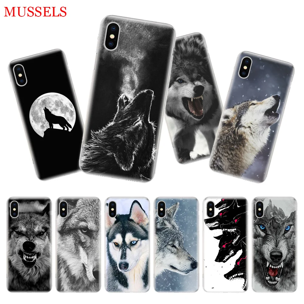

The Wolf Fierce Phone Case For iPhone 7 8 6 6S Plus X 10 Ten XS MAX XR 5S SE Art TPU Covers Coque Capa Cas Shell