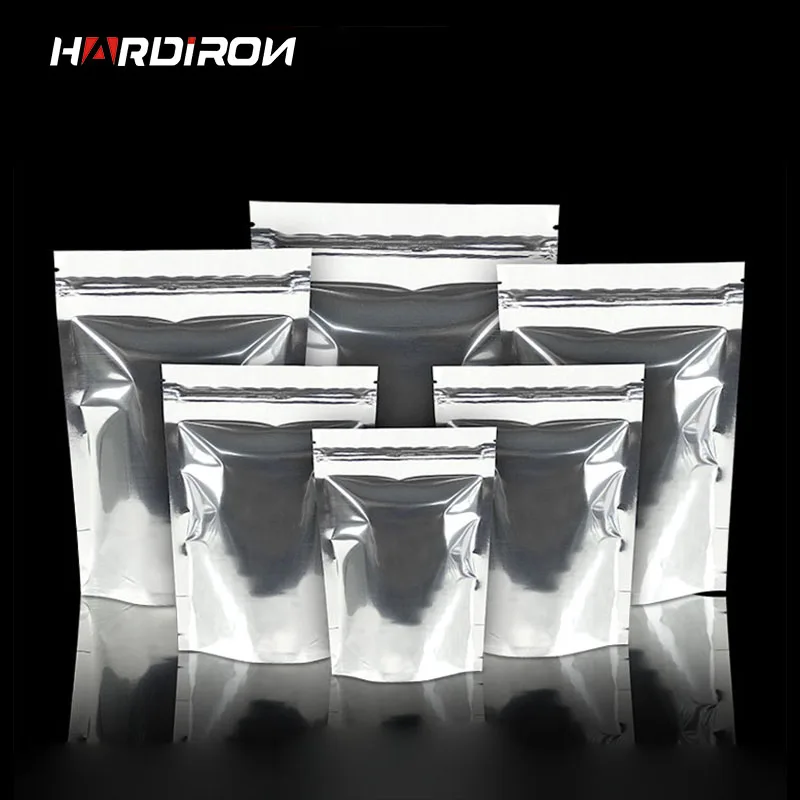 

HARDIRON 100PCS Aluminized Self-supporting Self-sealing Bag Aluminum Foil Opaque Food Packaging Ziplock Bag Printing LOGO