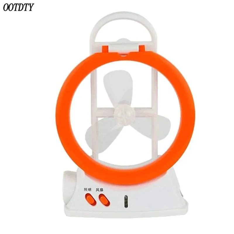 

OOTDTY 3-In-1 Multi-Function Fan Lamp 24LEDs Desk Table Light Rechargeable Flashlight For Indoor Outdoor