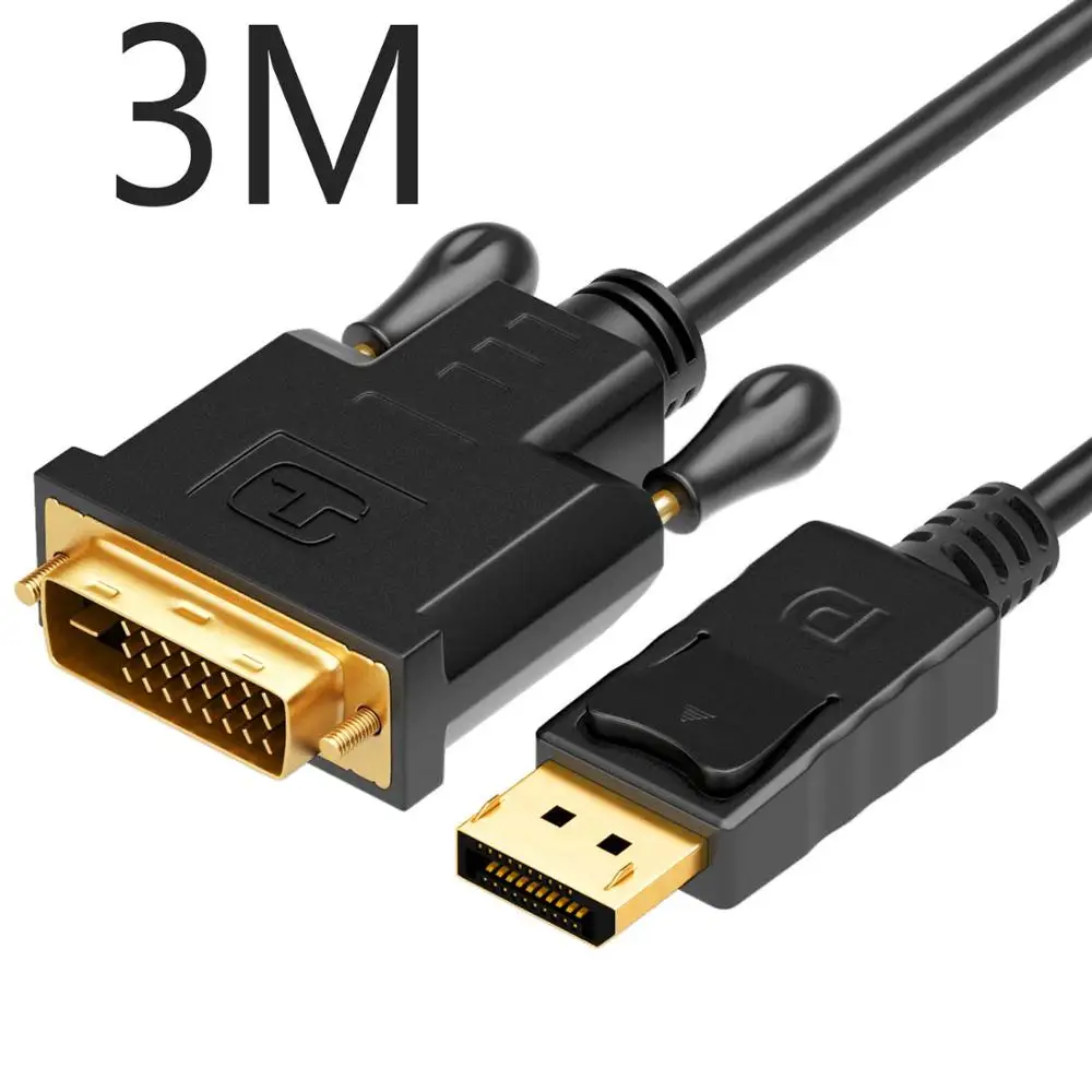 SAMZHE Displayport to DVI 24+ 1 конвертер кабель 1080P HD DP Мужской к DVI Мужской Кабель-адаптер 1,8 м 3 м для ПК ноутбука проектор - Цвет: ZJX-55