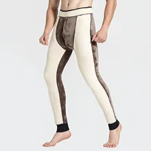 Новые зимние наколенники для мужчин s сохраняющие тепло брюки утолщение нижнее белье термобелье обтягивающие флисовые Колготки для мужчин длинные мужские кальсоны