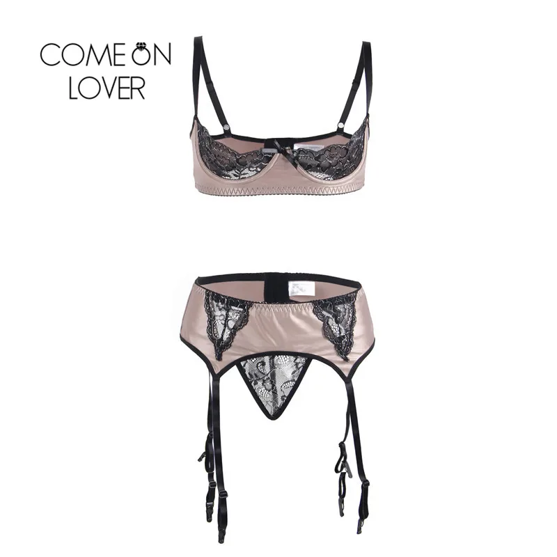 Comeonlover Half Cup Lingerie Garter Set Satin Underwire Sexy Underwear Women Set Erotic Plus Size Open Bra Panty Set RE80313 Comeonlover Half Cup Lingerie Garter Set Satin Underwire Sexy Underwear Women Set Erotic Plus Size Open Bra Panty Set RE80313