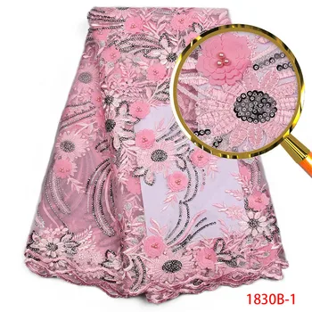 

New design African Lace Fabric High Quality embroidered Flower tulle French Lace Fabric 3d laser cut lace fabric dress QF1830B