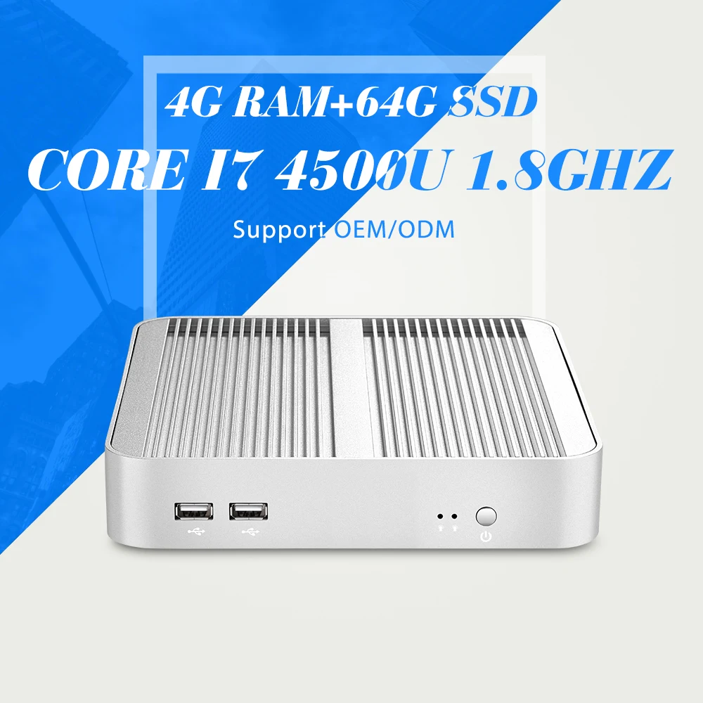I7 4500U 4G RAM 64G SSD Desktop Computer Box With Adapter Celeron Mini PC With Windows Computer Mini Thin Client