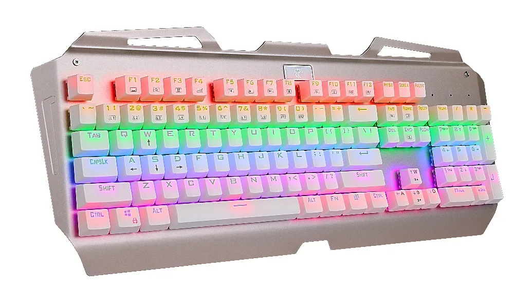 Mechanical Gaming Keyboard Rainbow LED Backlit Ergonomic Anti-Ghosting 104 Keys Wired Gamer Keyboard with Blue Switches X7000