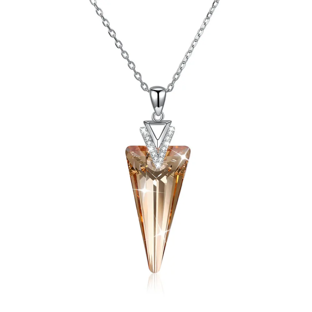 Crystals from Austria necklace, simple and pure silver 925 geometric collarbone chain female, fashion accessories wholesale