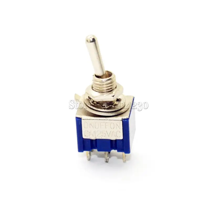 10Pcs Mini 6 Pin 3 Position Toggle Switches ON-OFF-ON DPDT Mini Toggle Switch 6A/125V AC MTS-203 Blue