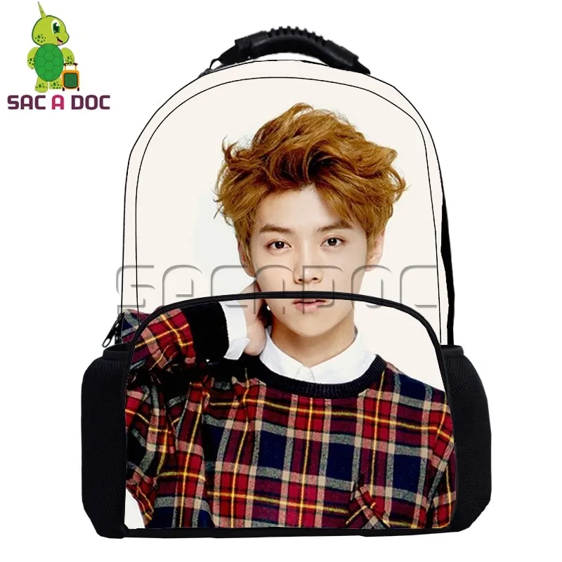 

Kpop Idol EXO Luhan Kris Z.TAO Backpack Boys Girls School Bags Large Laptop Travel Backpack Womens Mens Hip Hop Daily Backpack