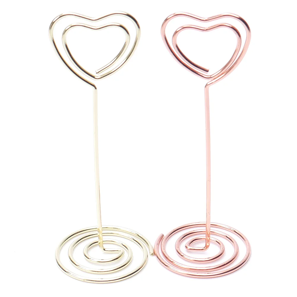 1pc Gold Rose Gold Heart Shaped Love Wedding Party Event Decoration Decor Name Table Card Holder Stand Clip Supply Free Shipping