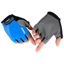 1 pair Cycling Motorcycle Gloves Ice Lycra High Elastic Breathable Silicone Non-Slip, Half finger Outdoor Sports Gloves, Blue L