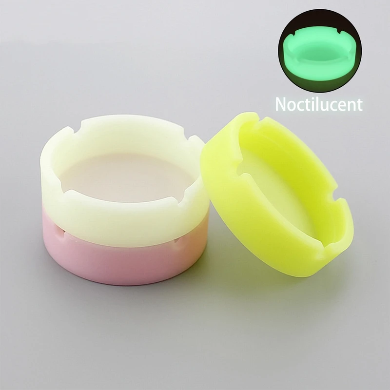 

Multicolor Silicone Soft Round Ashtray Ash Tray Holder PLuminous Portable Anti-scalding Cigarette Holder For Outdoor Home Car