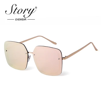 

STORY vintage oversized sunglasses women 2019 brand designer retro classics black alloy big frame eyewear female shades S6268A