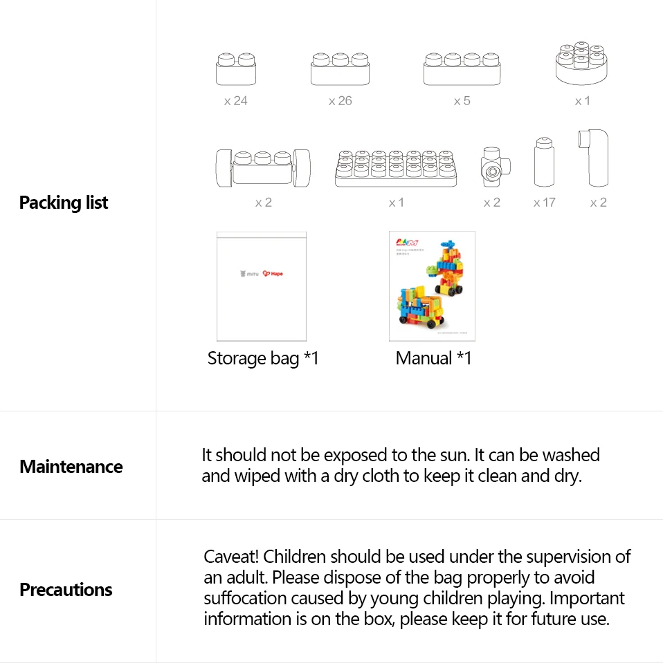 Original Xiaomi Mitu Hape 80pc Flexible Block Robot festival Gift 18 Month Above Environmental Friendly Newest Mijia Child Block (4)