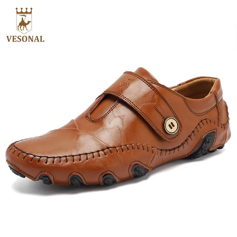 נעליים מזדמנים גברים מותג חדשים VESONAL Mocassin נעליים למבוגרים זכר אביב סתיו האופנה נהג הליכה עור אמיתי אדם הנעלה