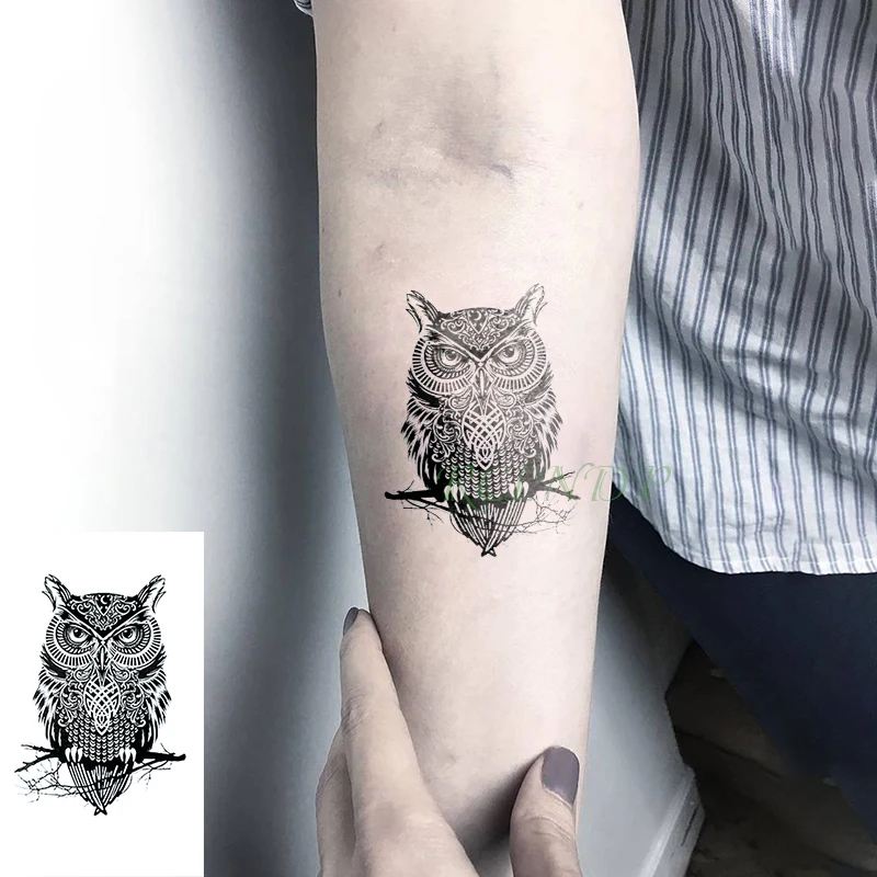 

Waterproof Temporary Tattoo Sticker owl tatto bird animal tatoo flash eclipse fake tattoos for men women