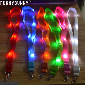 

FUNNYBUNNY Led Light with A Certificate Lanyard Label Badge Lanyard Nylon Flash Tag Booster Props Chritmas Decorations